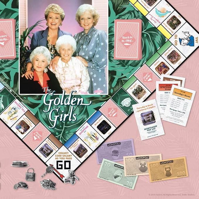 Monopoly: The Golden Girls Board Game | Buy Sell Trade Fan-Favorite Locations | Classic Monopoly Game Featuring Golden Girls TV Show Theme | Officially-Licensed Golden Girls Merchandise