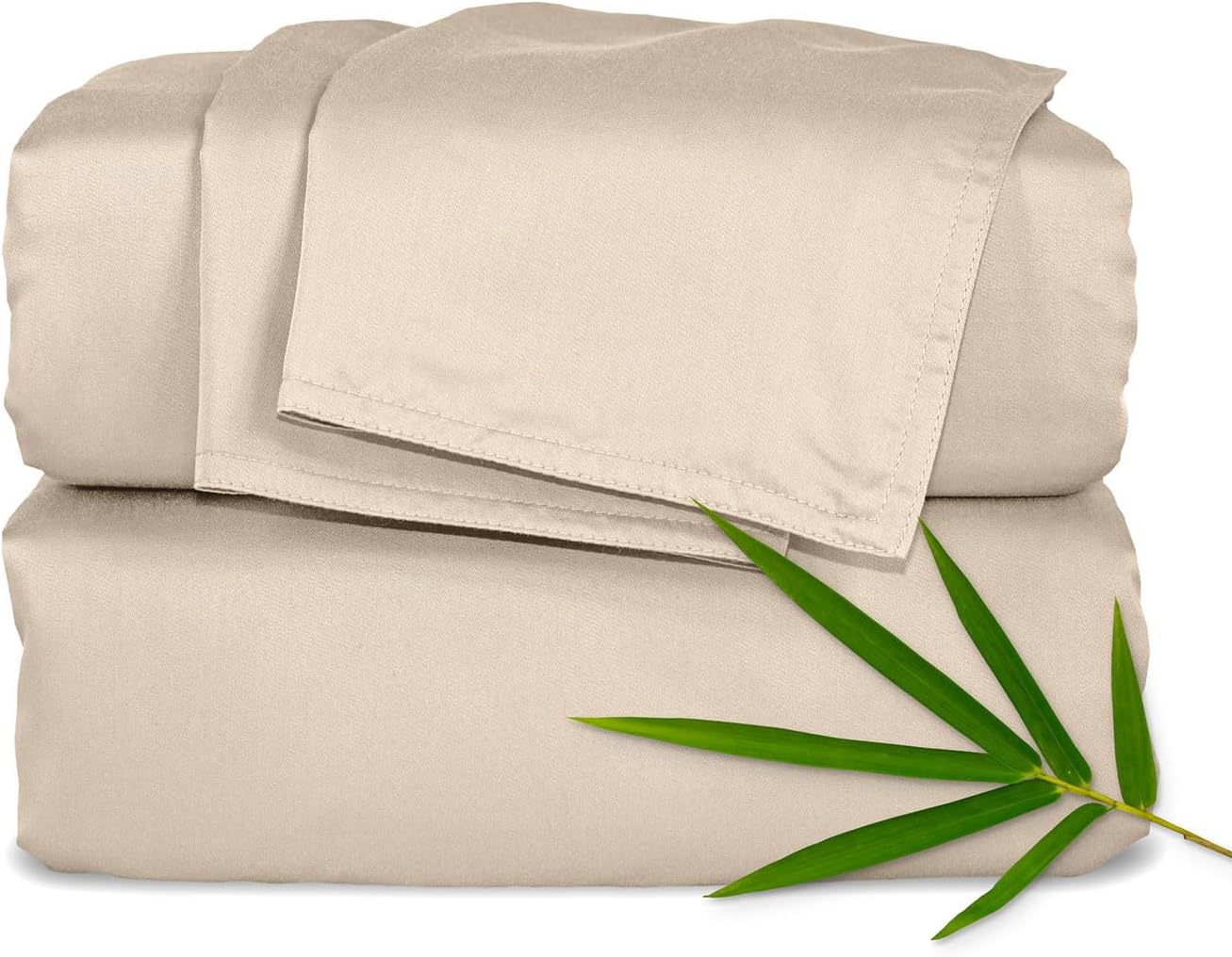 Pure Bamboo California King Sheets - 100% Organic Viscose Bed Sheet Set, Soft & Cooling, Almond