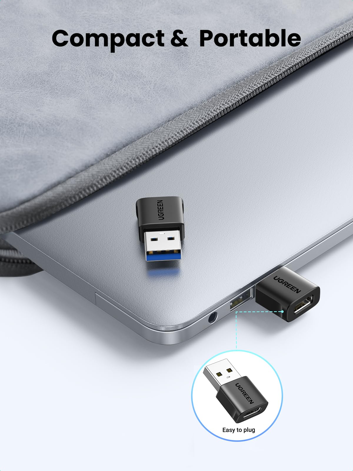 UGREEN USB to USB C Adapter 3Pack, 10Gbps USBC Female to USBA Male Adapter Type C Charge Converter for iPhone 16 15 14 13 Plus Pro Max,iPad Air Mini 6 7,Samsung Galaxy S25,Apple Watch,Black