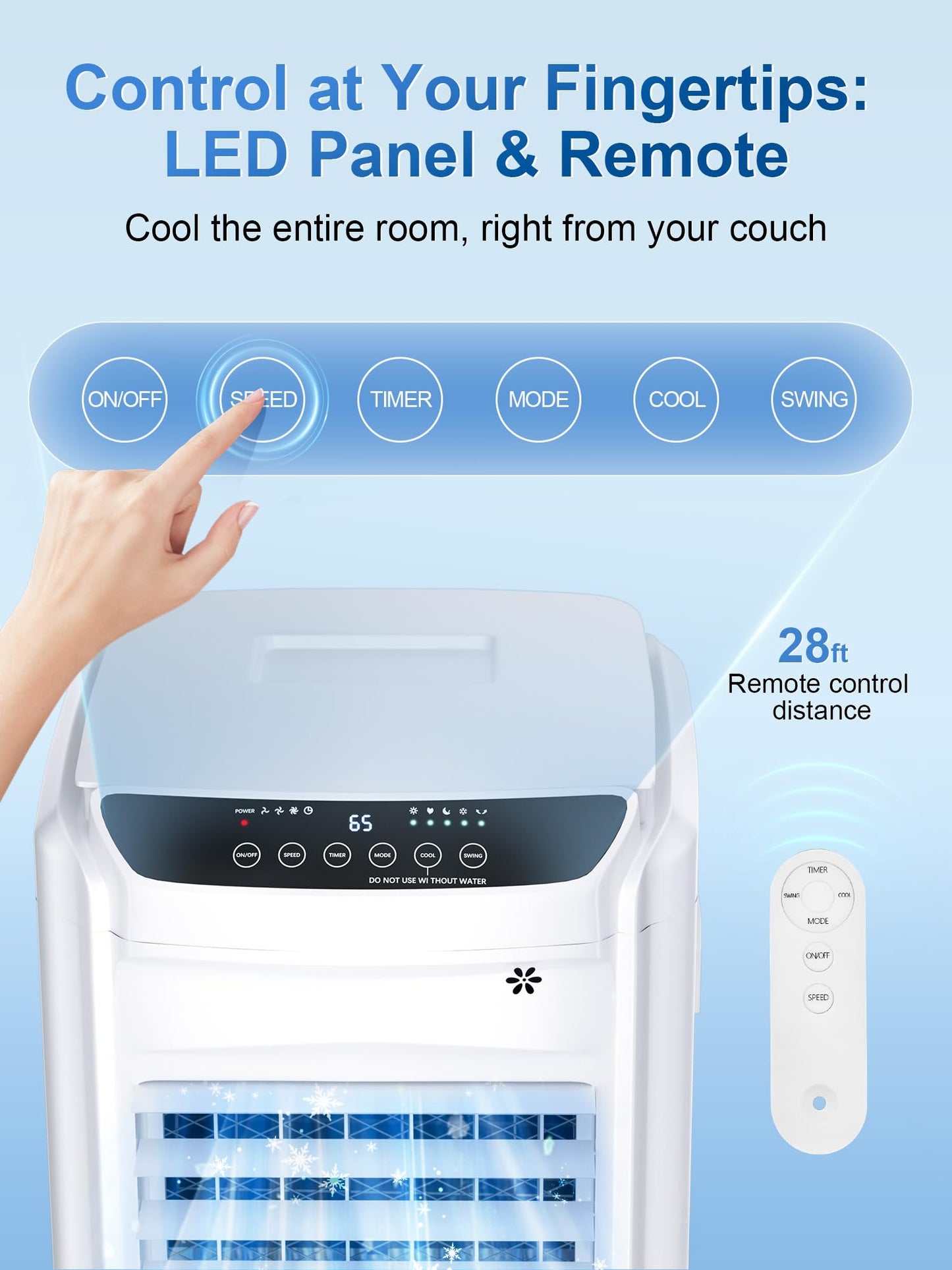 Uthfy Evaporative Air Cooler with 4 Modes, 3 Speed, 4.2 Gal Water Tank, 32" Swamp Cooler with 4 Ice Packs, 120° Oscillation, Remote, 12 H Timer, Portable Air Conditioner for Large Room, Office
