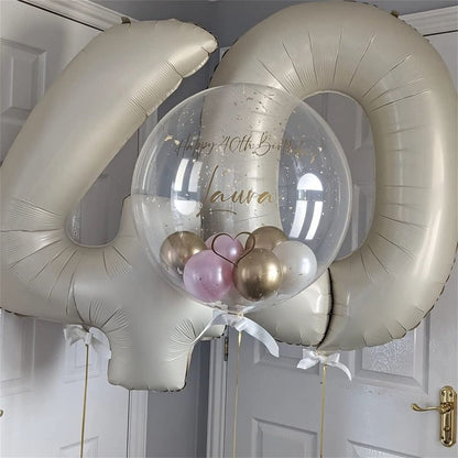 60th Birthday Balloons Cream for Women, 40 Inch Giant Beige Foil 60 Balloon Numbers Self Inflating, Ivory White Sand Digit 6 & 0 Helium Balloons for Men 60th Anniversary Party Decorations Supplies