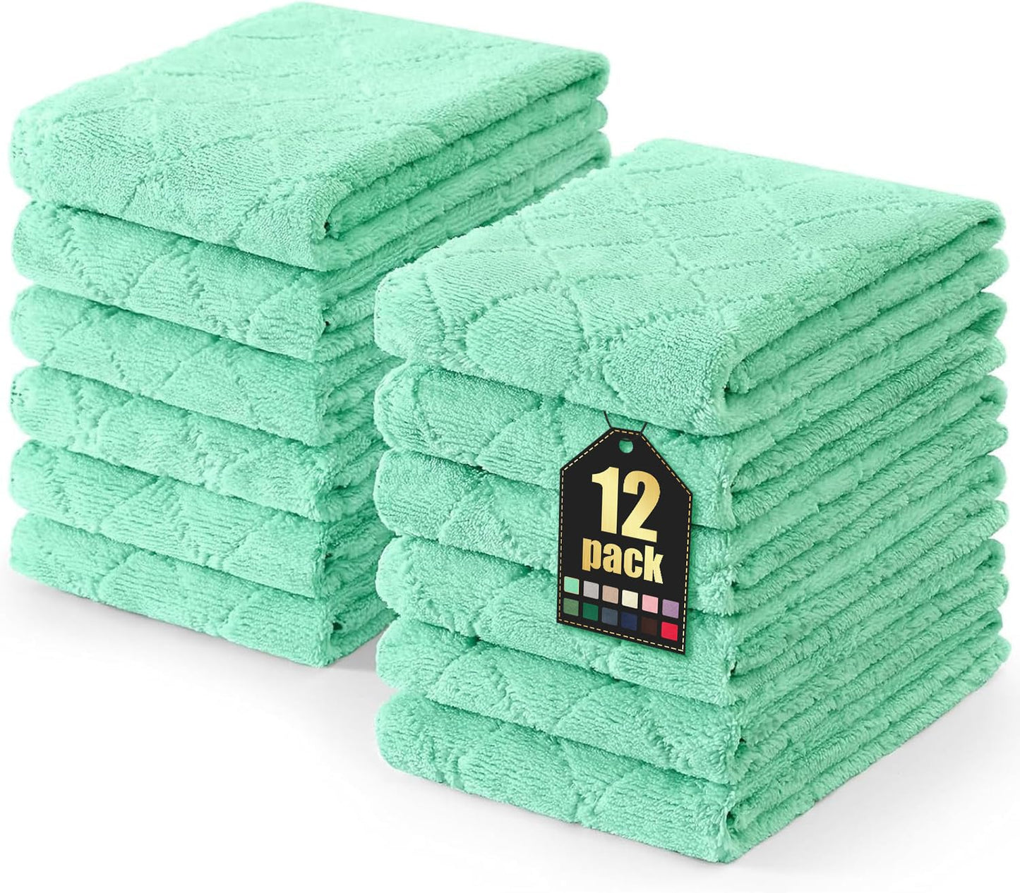 Homaxy 12 Pack Kitchen Dish Cloths (10 x 10 Inches, Grey), Super Soft and Absorbent Coral Velvet Dish Towels, Nonstick Oil Fast Drying Microfiber Cleaning Cloth, No Lint Household Dishcloths