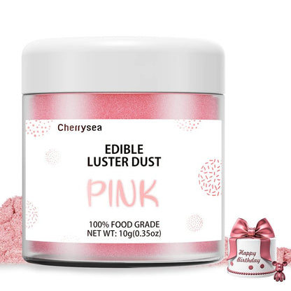 Pink Edible Luster Dust 10 Grams, Food Grade Cake Luster Dust Tasteless Dessert Dusting Powders for Baking Cherrysea Food Coloring Powder for Cupcakes, Cake Pops,Fondant,Chocolate, Candy