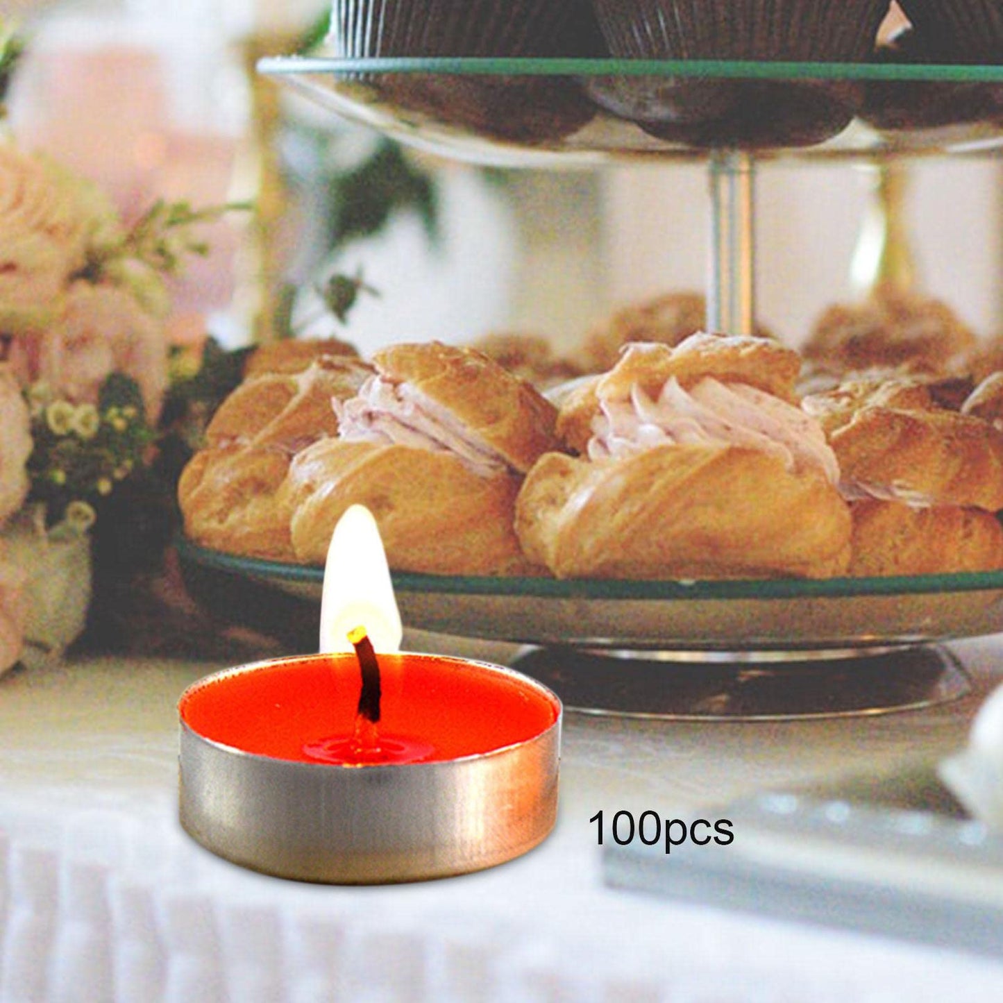 Gcljlmy 100x Smokeless Round Candles 1H Long Burning Tea Light Tibetan Buddhist Church Tealight Ghee Butter Lamp Candles for Wedding Meditation Rituals Altars (Red)