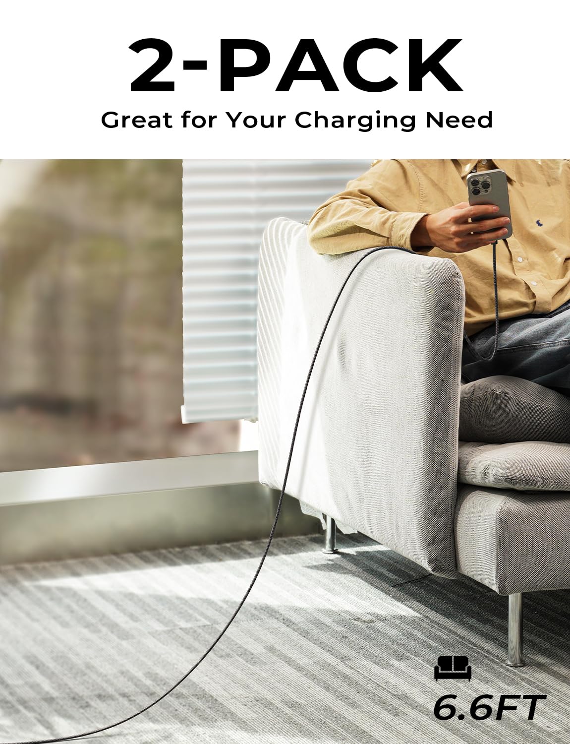 LISEN for iPhone 16 15 USB C to USB C Fast Charging, 60W USB C Cable Type C Fast Charging Cable for iPhone 16 15,Samsung Galaxy S25 Ultra Plus S24 S23 iPad Pro 13 12.9inch, iPad Air 5,White 3Pack 6FT