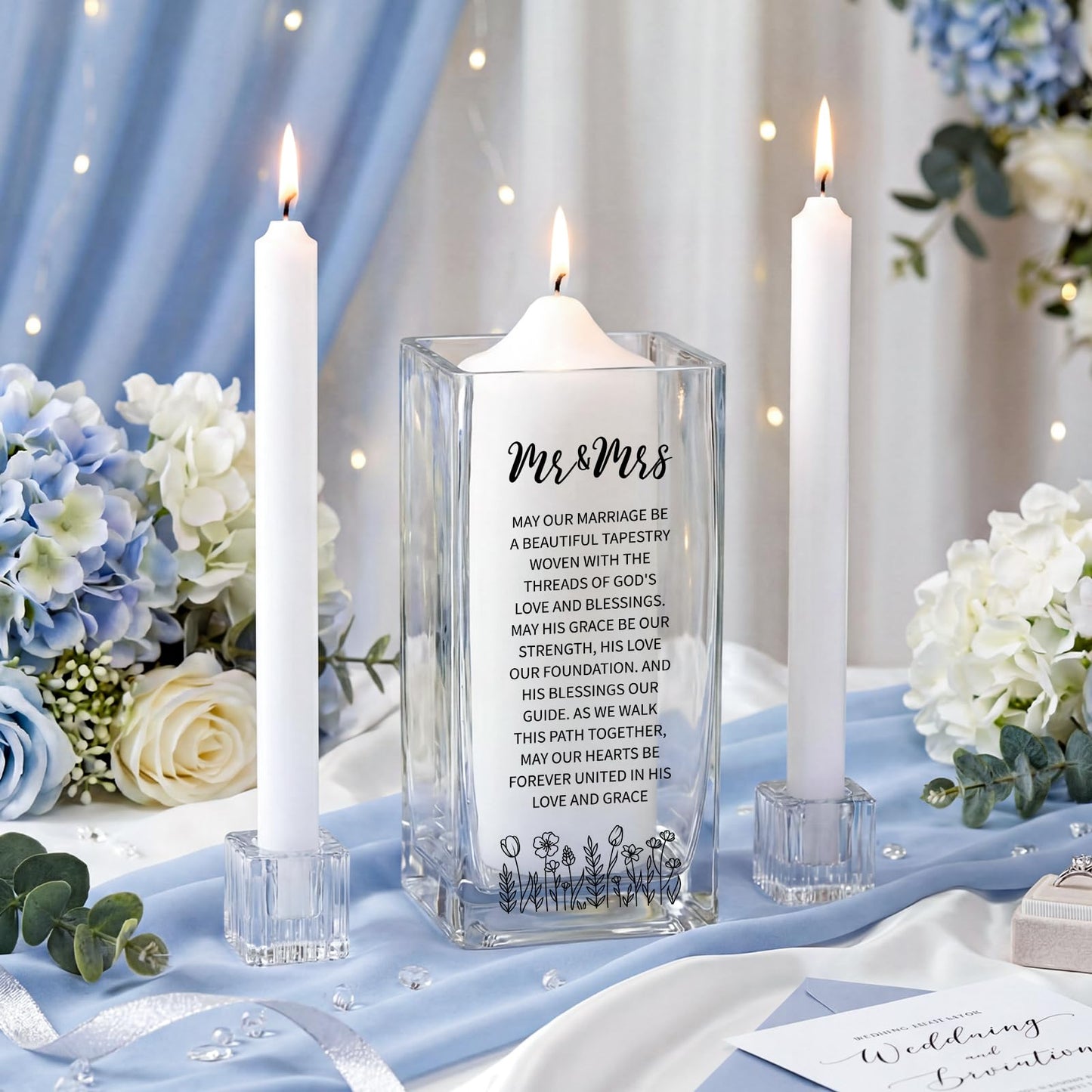 Irenare Unity Candles with Holder for Wedding Ceremony Unity Candle Set Wedding Table Decorations Accessories for Formal Events Church(Glass Dome)
