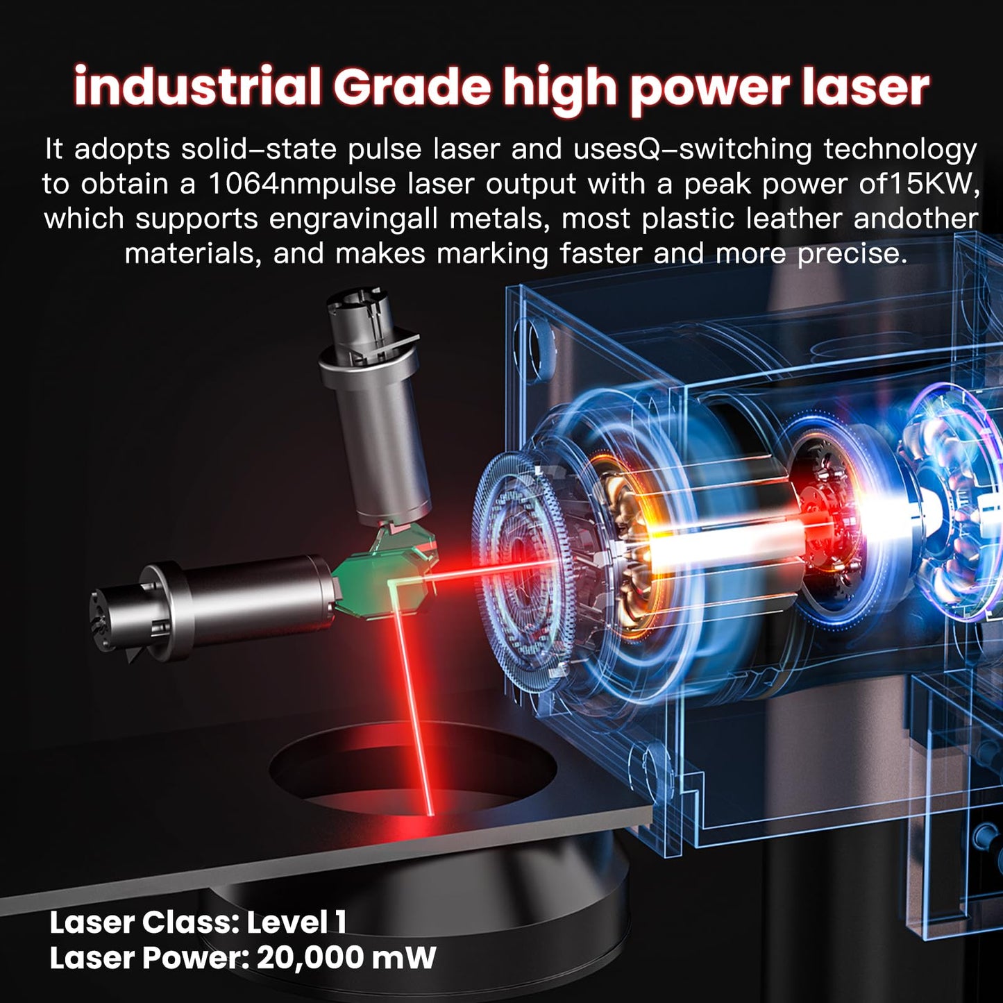 Mr.Carve S4-30W Fiber Laser Marking Machine for Metals&Jewelry&Plastics,Fiber laser engraver with Lightburn compatibility