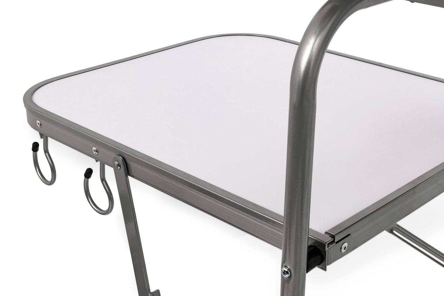 Camco Olympian Deluxe Portable Grill Table - Provides Plenty of Room for Grilling Gear While Camping - Folding Grilling Table Collapses for Compact Storage - Supports Up to 100lb (57293)