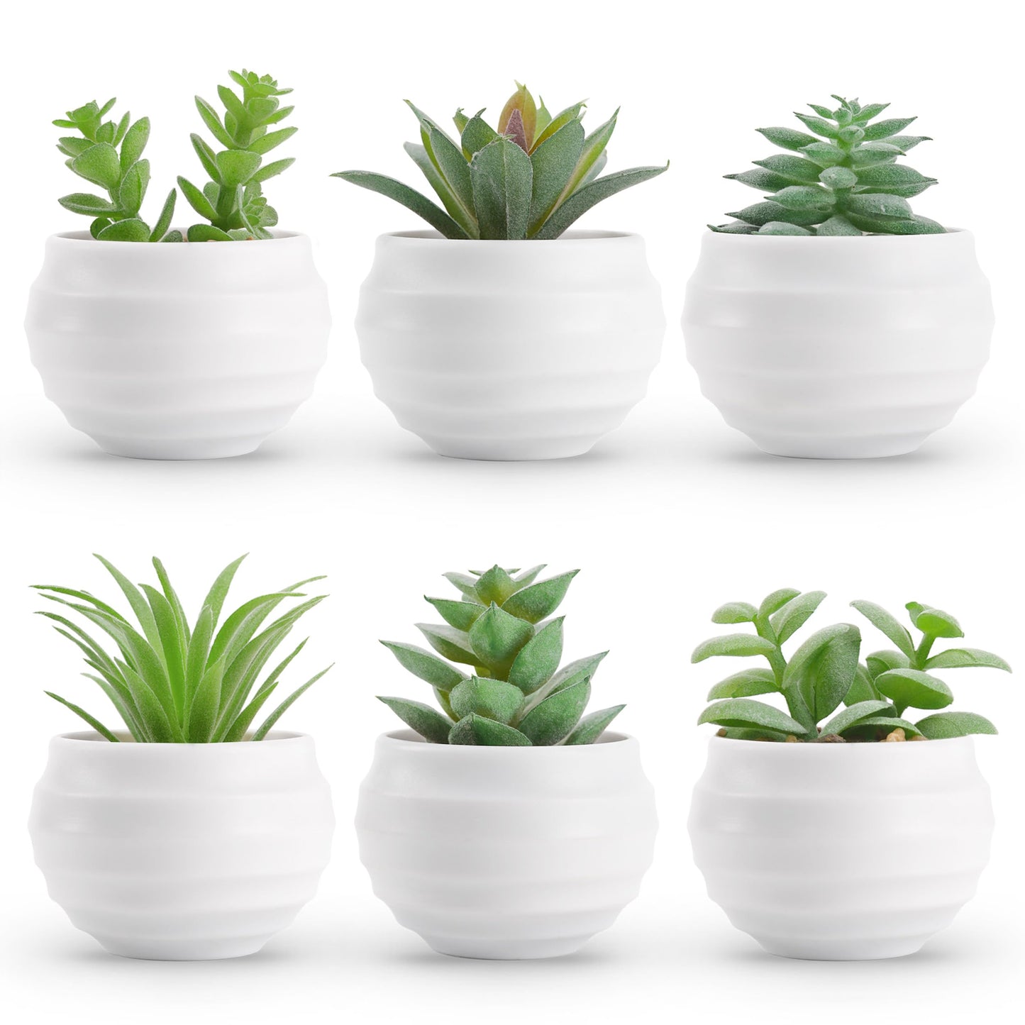 Der Rose Set of 6 Succulents Plants Artificial in Pots Small Fake Plants Graduation Gifts for Bedroom Aesthetic Living Room Shelf Bathroom Decor Office Desk Accessories
