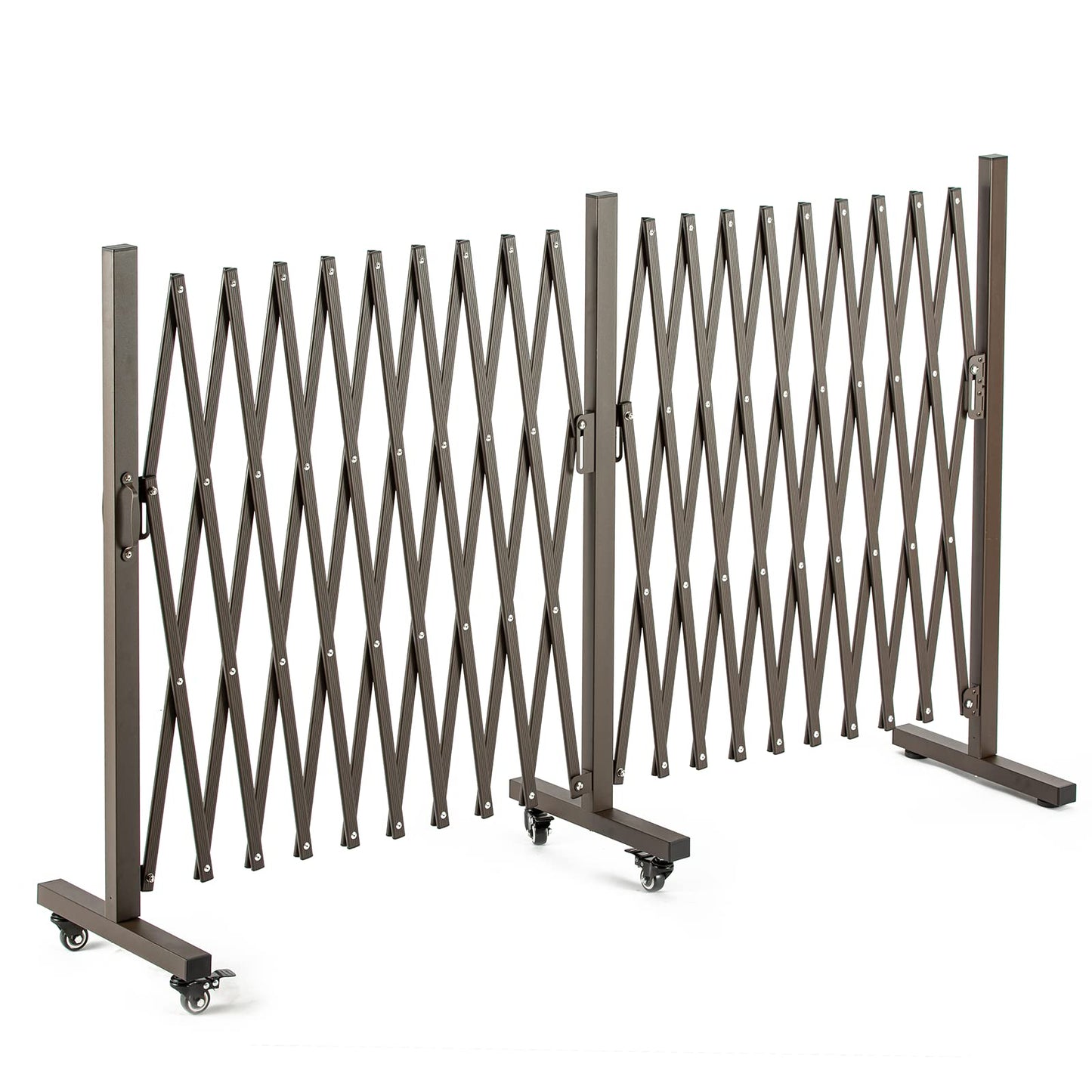 TECSPACE Aluminum Expandable Garden Fence, Portable Barricade Gate with Casters, Expansion Size 201×15.2×40.6 inches, Adjustable Flexible Fence Mobile Barricade Safety Barrier