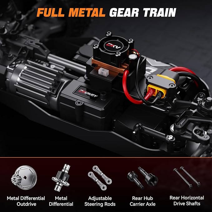 1/12 Brushless RC Cars for AdultsRemote Control Car for Fast Max 42 MPH 4X4 High Speed Racing RC Buggy with 3S 2200 mAh BatteryFast Off-Road RC Truck Suitable as Giftfor Beginner-Orange Green