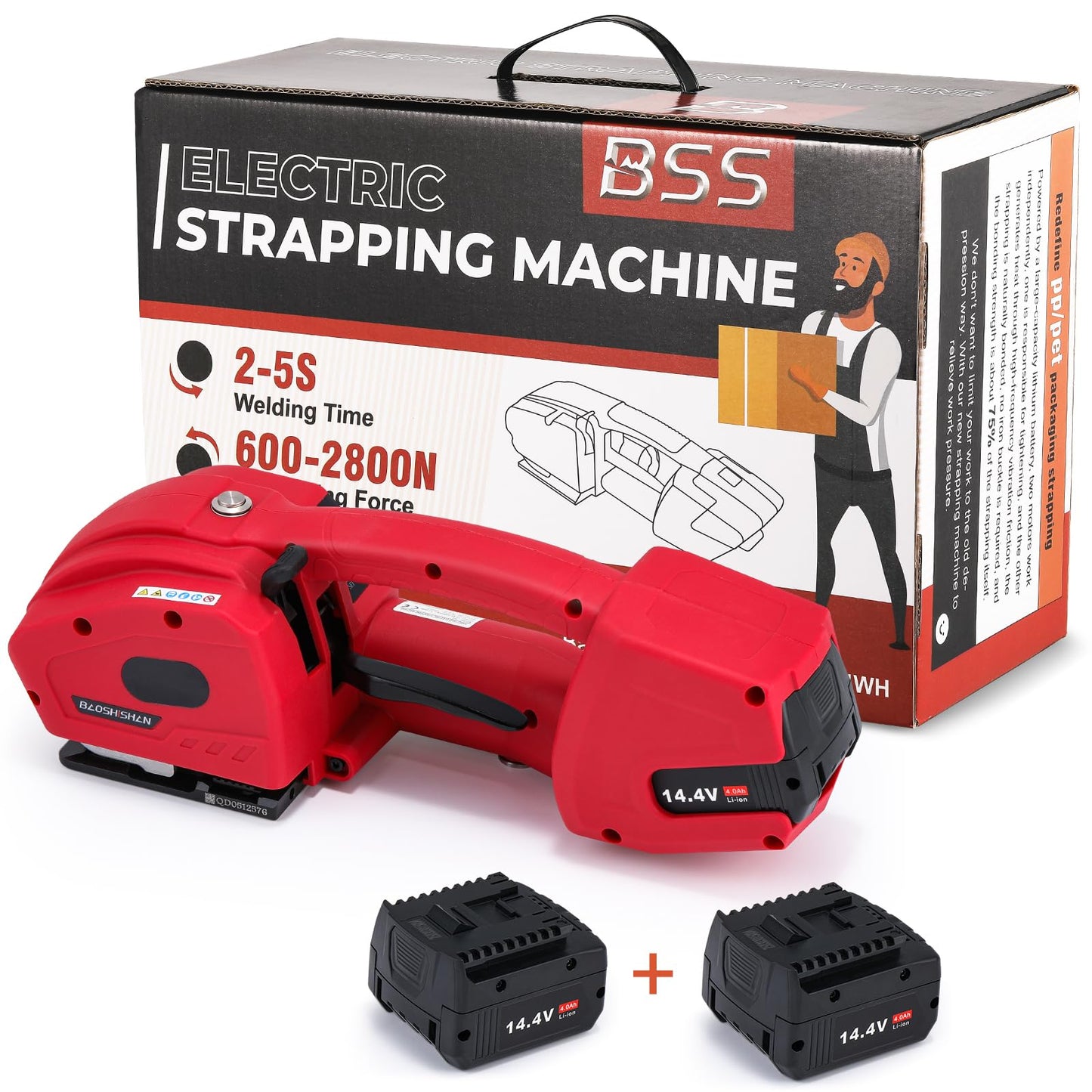 BAOSHISHAN Automatic Electric Strapping Machine - 2x4000mAh Battery