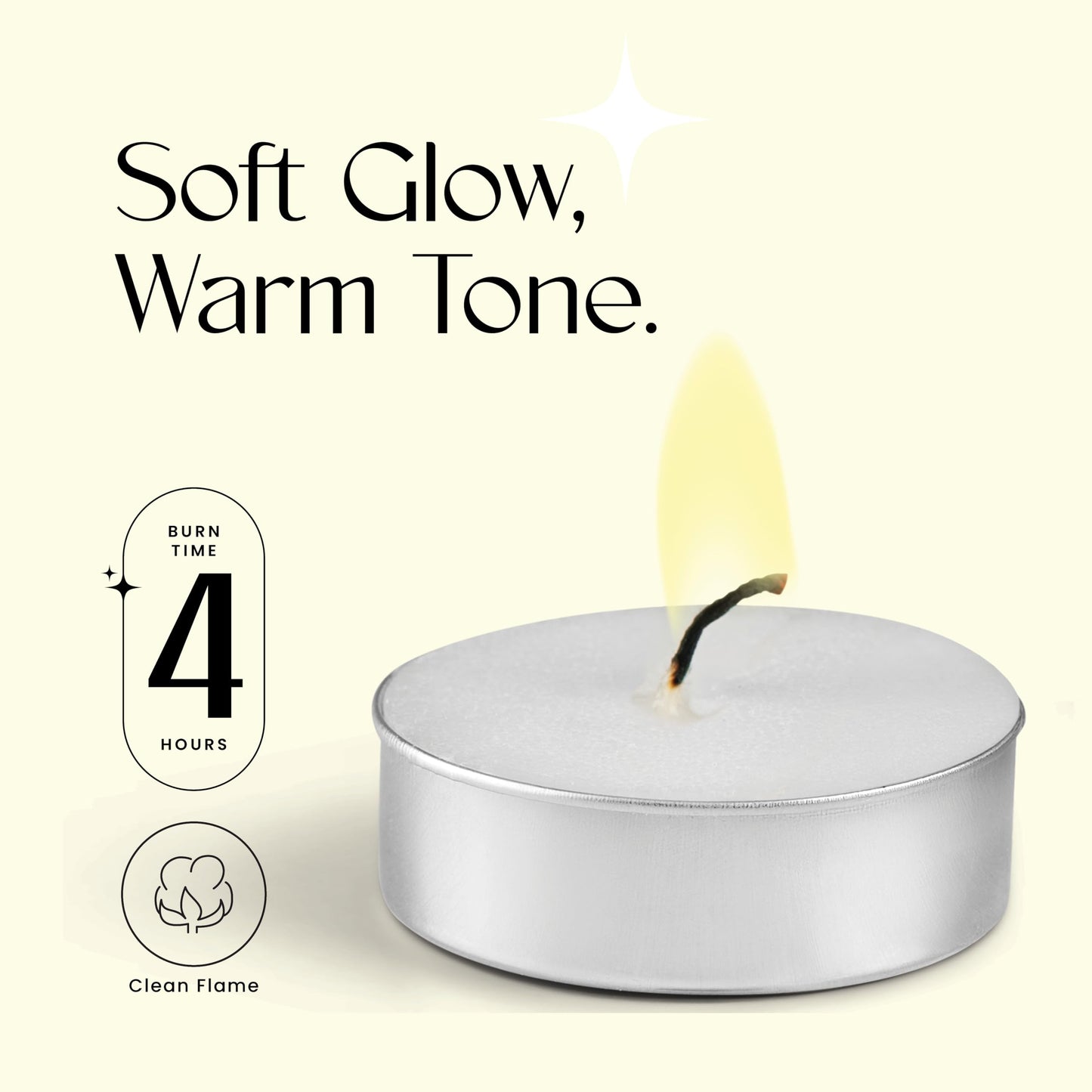 Leor & Lair Bulk Tea Light Candles - 40 Pack - Unscented 4 Hour Tealight Candles Bulk for Weddings Emergencies Spa Decor Centerpieces Dinner & Parties