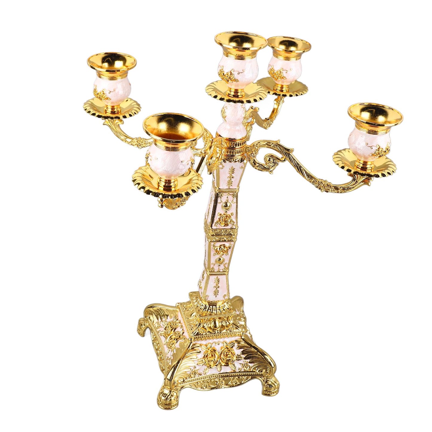 NDNCZDHC Metal Candelabra Candlestick, European Halloween Candlestick Holder, Elegant Candle Candle Holder for Wedding Dining Table Party (5 Arms)