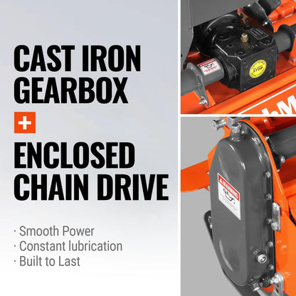 MechMaxx 53 in Rotary Tiller, 3 Point Hitch Cat.1, Chain Drive, PTO Shaft Included with Shear Bolt, 18–35 HP, LRT53