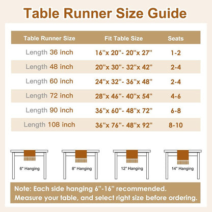 OTOSTAR Boho Table Runner with Tassels 108 Inches Long Farmhouse Rustic Table Runner Macrame Burlap Table Decoration for Home Decor Living Room Bridal Shower, Double Striped (12x108 Inches)
