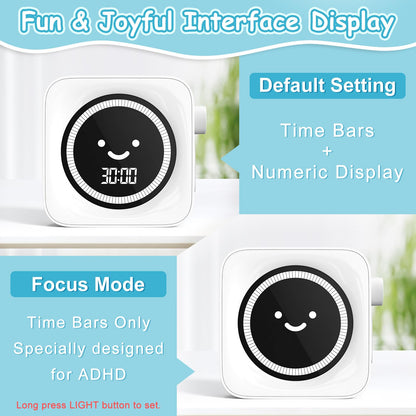 Visual Timer, 99 Minute Digital Kitchen Desk Timer for Office Supplies Home Productivity Management Tool Countdown Count Up, White
