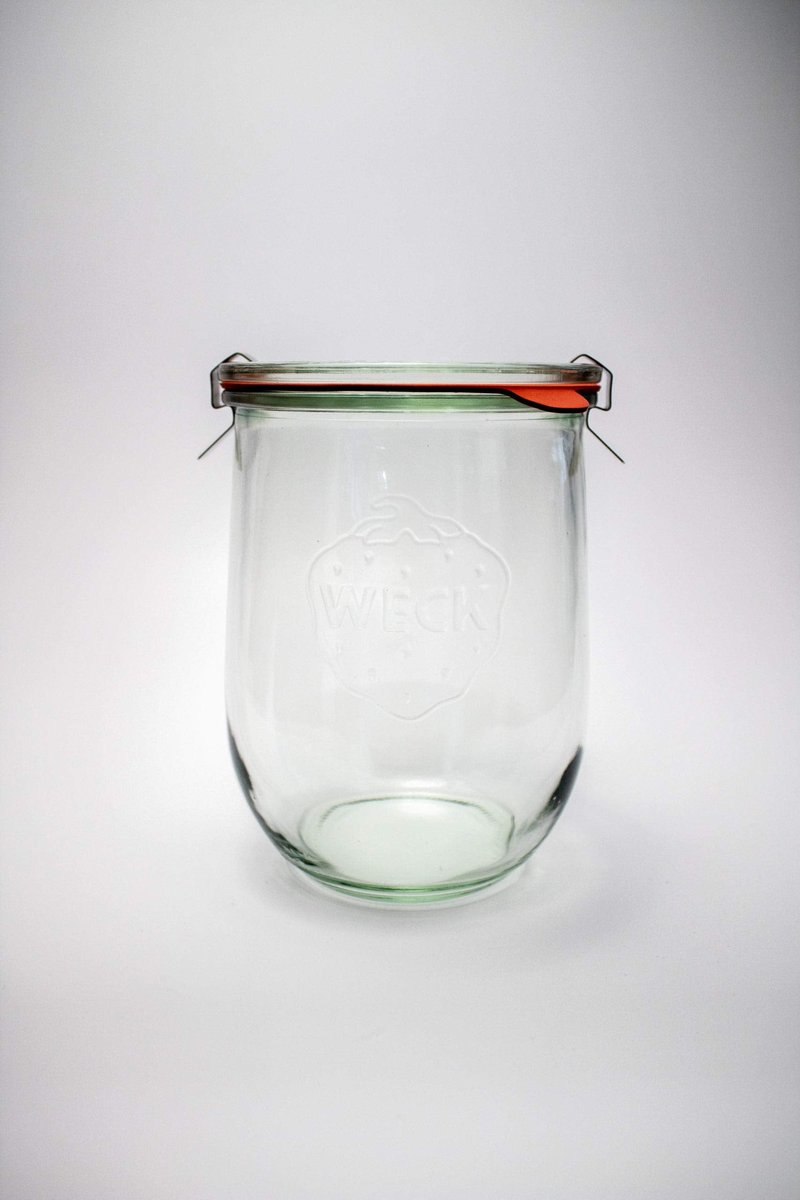 Weck Tulip Jars - 35.9 fl. oz (1 Liter) Glass Jars for Sourdough Starter - Wide Mouth With Glass Lid - Suitable for Canning and Storage - 4 Pack