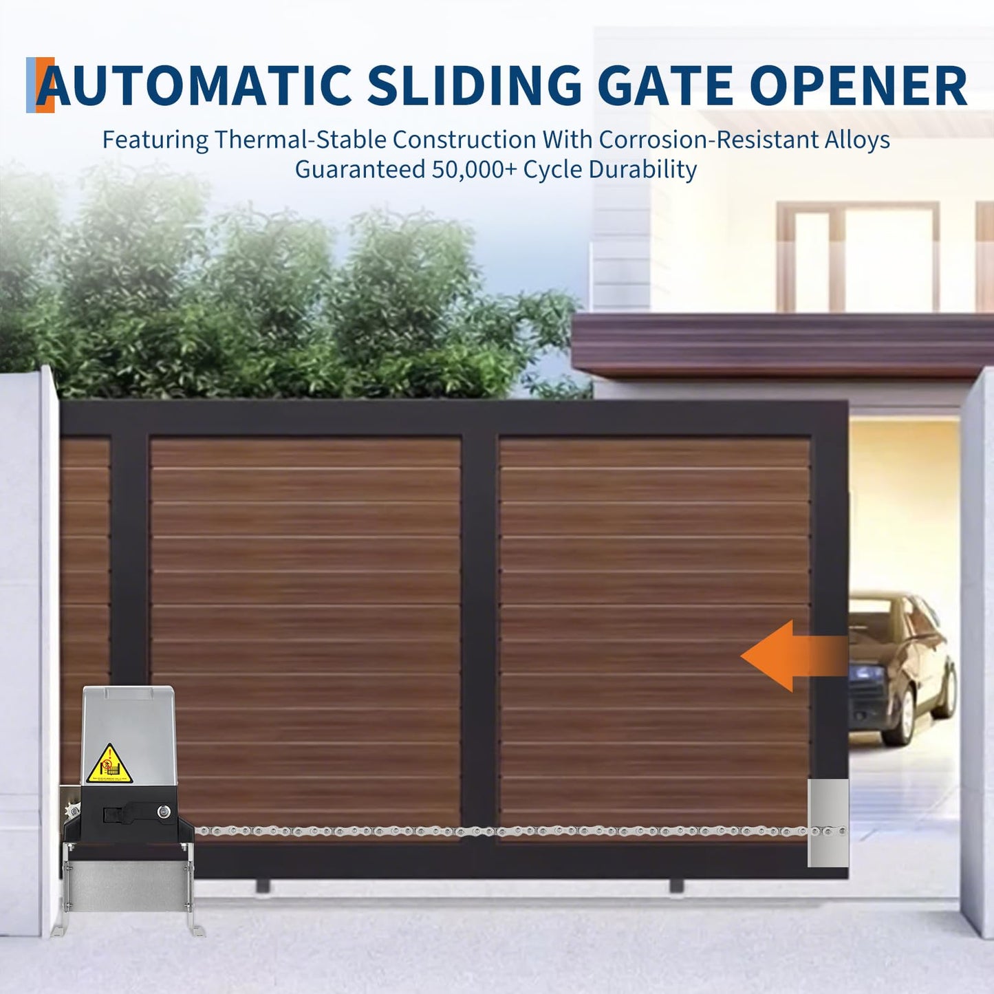 Automatic Sliding Gate Opener with 2 Remote Controls, 1760 LBS Electric Rolling Driveway Slide Gate Motor, Gate Operator Hardware Kit for Security, 40 ft/Min Move Speed, Fits Gates Up to 40 ft