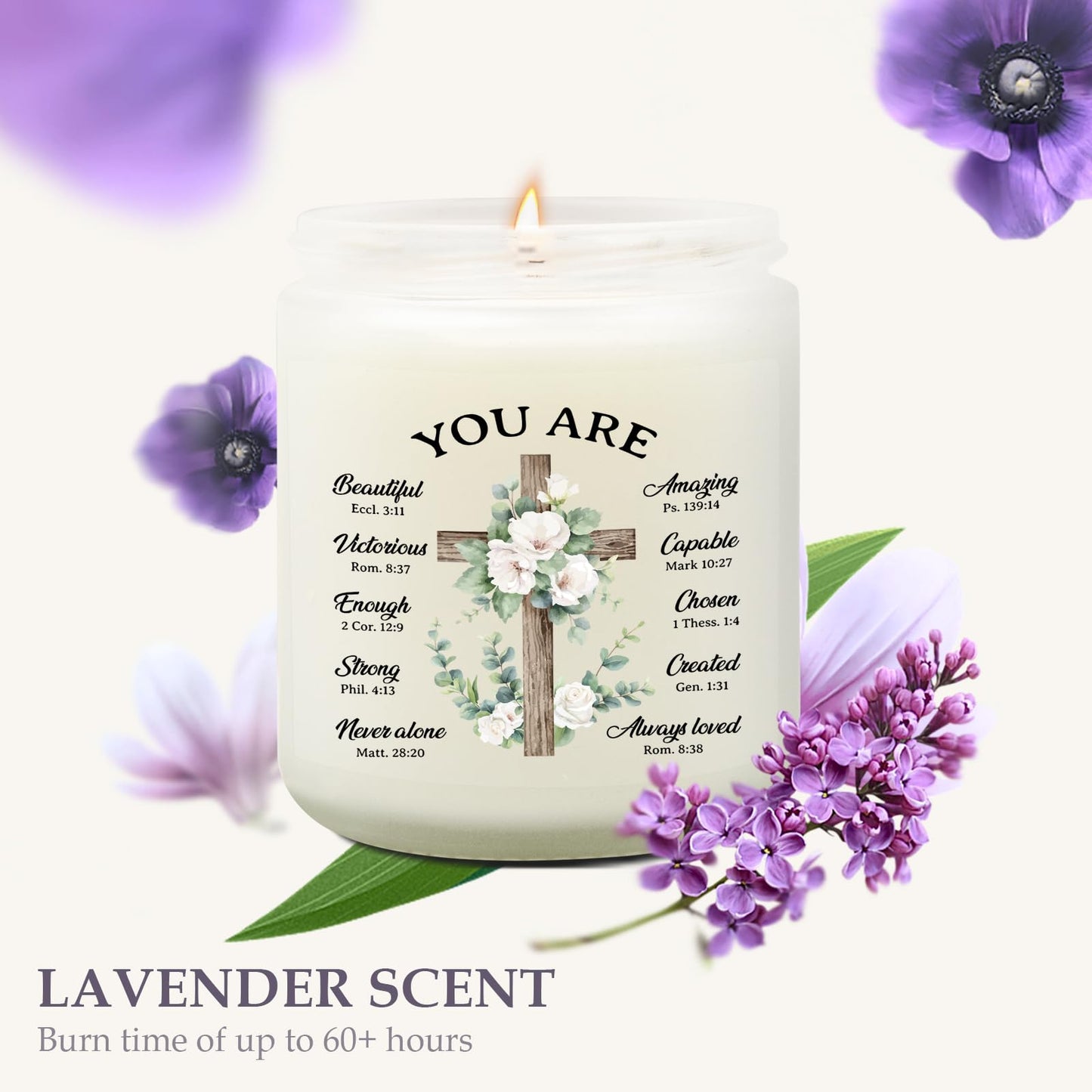 Goiicoln Bible Verse Candle, Faith Candles with Religious Messages, Religious Christian Gifts for Women Mom Sister Wife, Inspirational Gifts for Women, Baptism Gift for Girl Boy, Prayer Blessed Candle