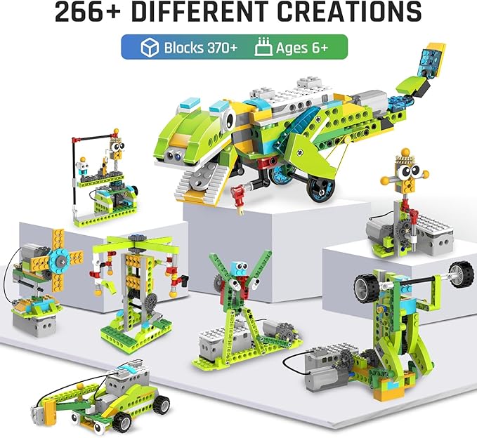 makerzoid Coding Robot Toy for Kids 6+ 100+ in 1 APP Control Robots Building Toys Programmable Scratch Coding Kit with 23 Video CoursesBirthday Toy for Kids (370 Blocks)