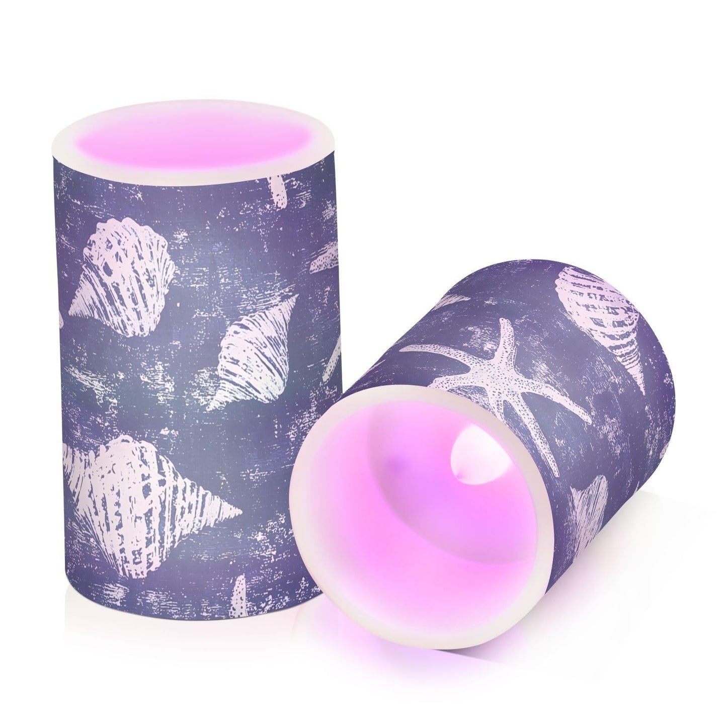 ALAZA Flickering Flameless Candles Navy Seashore Nautical Coastal Battery Operated Candles with Remote Timer LED Pillar Votive Candles Set of 2 for Holiday Decor