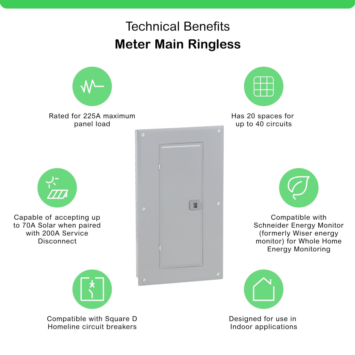 Square D - HOM2040M200PC Square D Convertible Mains (Breaker) Load Center, 120/240 Vac, 200 A, 1 Phases, 22000 Air Interrupt
