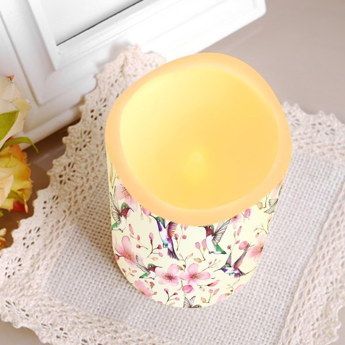 Cozeyat Hummingbird Flameless LED Candles Set of 4 Battery Operated with Remote Control Timer Flickering Color Changing Waterproof Pillar Candles for Home Wedding