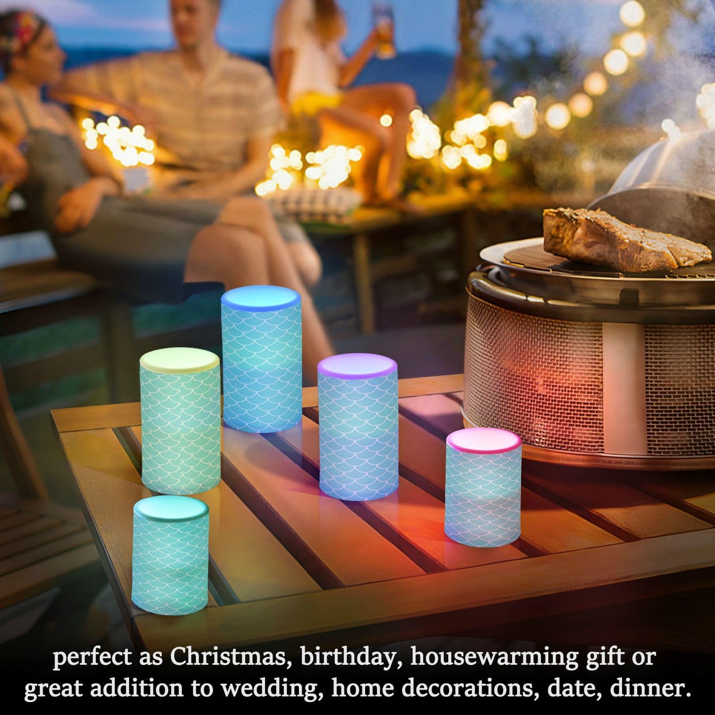 Eionryn Mermaid Scale Flameless Candles Dragon Fish Skin Texture Battery Operated LED Candles with Remote Timer Electric Candles for Party Home Decor 2pcs