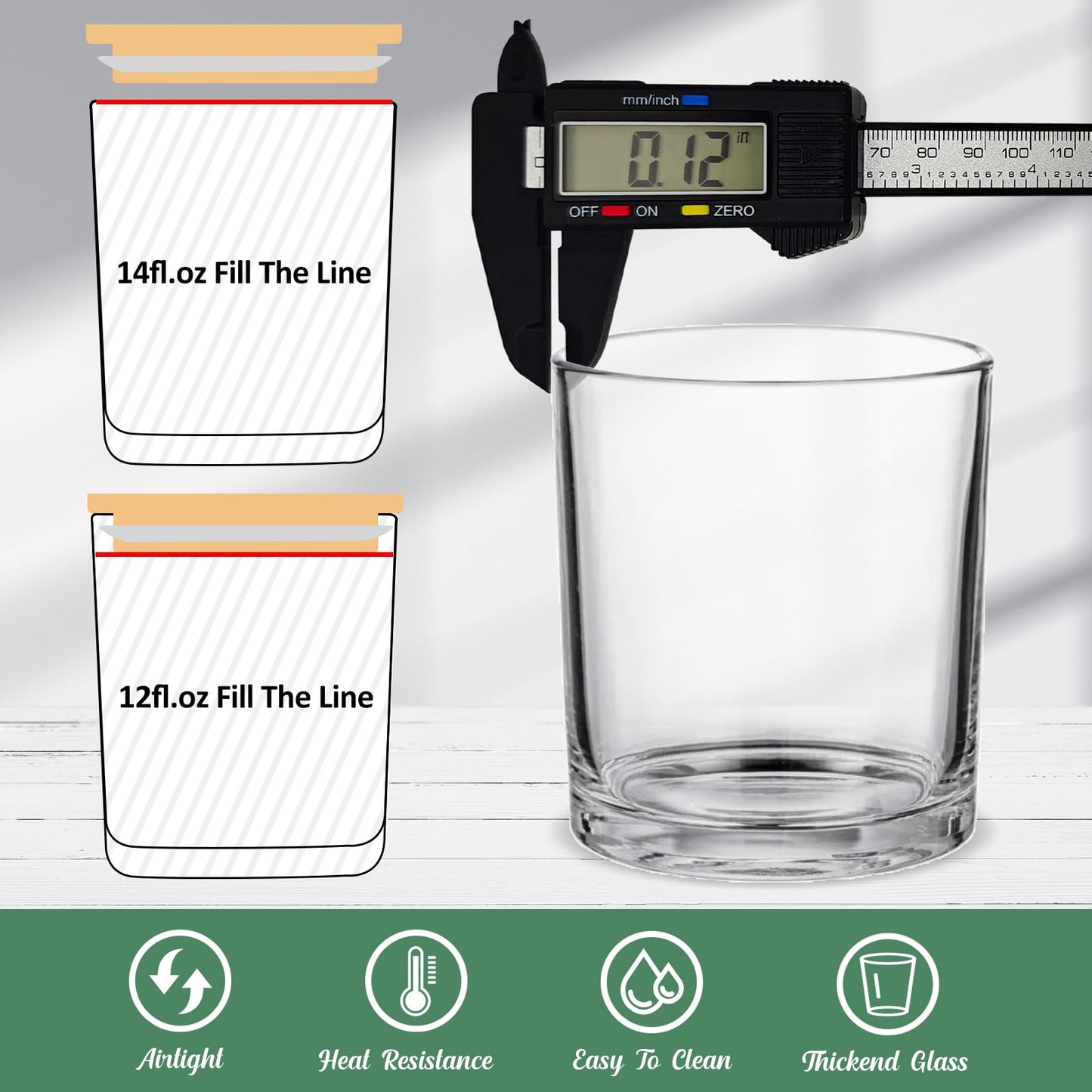 SUPMIND 12 Pack 14 fl.oz Glass Candle Jars - Clear Empty Glass Vassels with Bamboo Lids, Bulk Candle Containers Jars for Making Candles 12 14 fl.oz