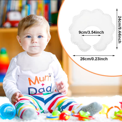 JenPen 4 Pieces White Bibs for Baby Girl Bandana Muslin 360 Bibs Baby Bandana Drool for Girl Set for Teething Toddler