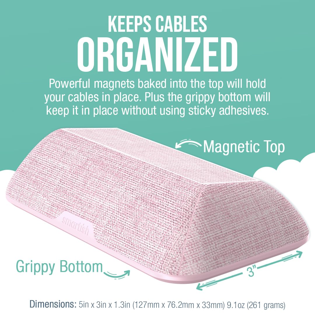 Smartish® Magnetic Cord Holder - Cable Wrangler Organizer with Magnet Clips for Charger Management on Desktop, Nightstand, or Side Table for All Cables, USB-C, Lightning Cables - Lightly Toasted Beige