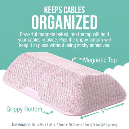 Smartish® Magnetic Cord Holder - Cable Wrangler Organizer with Magnet Clips for Charger Management on Desktop, Nightstand, or Side Table for All Cables, USB-C, Lightning Cables - Lightly Toasted Beige