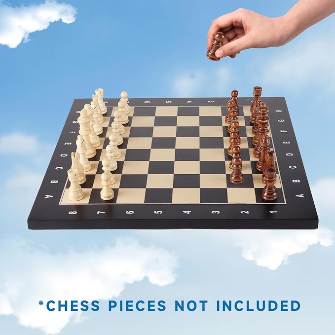 GSE Games &amp Sports Expert Professional Tournament Chess Board Only Beech &amp Maple Inlaid Chessboard Chess Board for Beginners Kids Adults (Extra Large: 21.25/ Square: 2.25 Black)