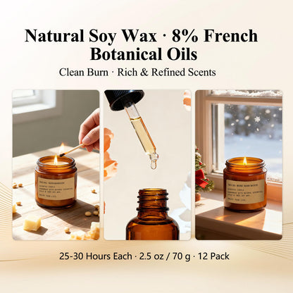 12 Pack Aromatherapy Candles for Home Scented, Aromatherapy Jar Candle Gifts for Women, Natural Soy Wax Amber Candle Set, Scented Candles Set for Birthday Present