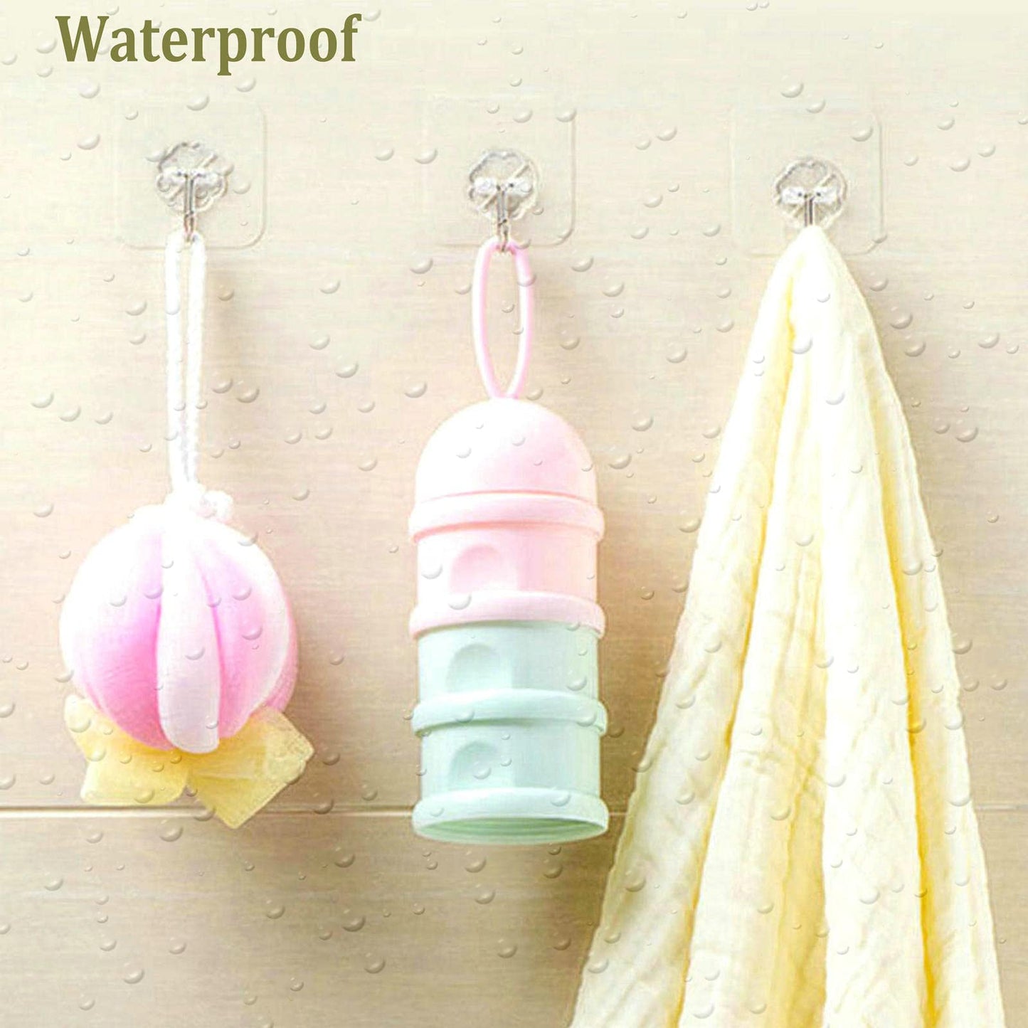 Jwxstore 24 Pack Heavy Duty Self Adhesive Hooks - 33lb Max, Transparent, Waterproof, Sticky Wall Hooks for Keys, Bathroom, Shower, Outdoor, Kitchen, Door, Home Improvement, Utility