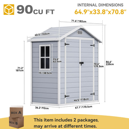 DWVO 6.2x3.4 FT Outdoor Resin Storage Shed with Reinforced Floor, All-Weather Bike Storage Shed with Lockable Door, Window and Vent, Waterproof Plastic Tool Storage for Garden, Backyard, Patio, Lawn