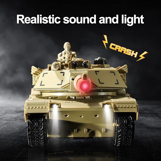 RC Military Tank Toy US M1A2 Abrams Remote Control Army Tank with IR Battle 2.4Ghz RC Military Vehicles for Boys Kids 6+ and Adults