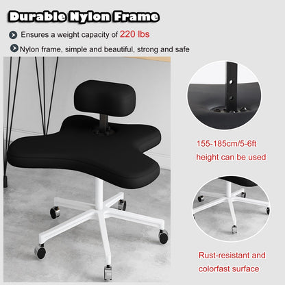 GenSDH Cross Legged Sitting Kneeling Office Chair with Wheels, Meditation Seat for Reducing Back Pain, Ergonomic Posture Corrective Seat - Improve Posture an,Green-One Size
