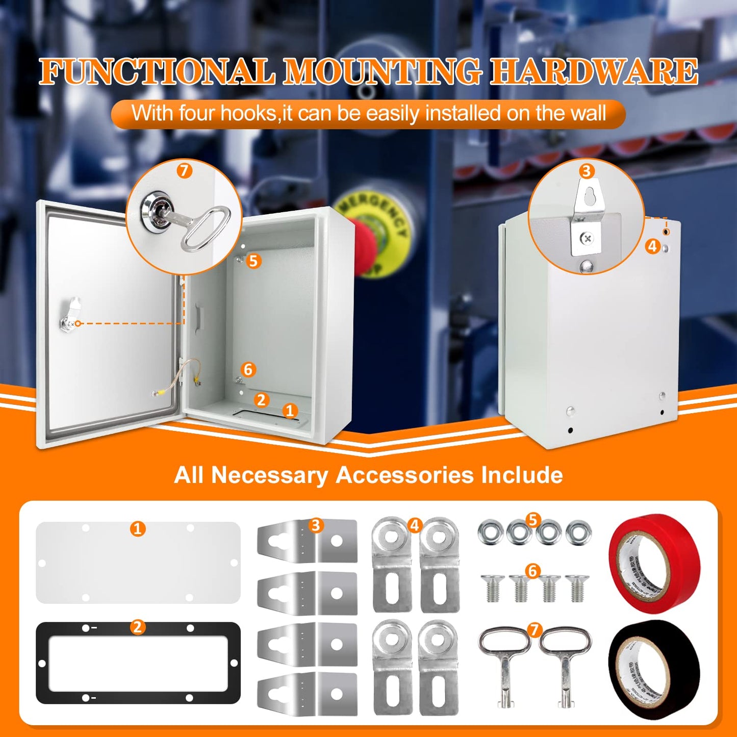 Kinchoix Outdoor Electrical Box 20 x 16 x 8'' Nema 4X Enclosure Weatherproof Electrical Junction Box Waterproof Electrical Enclosure Lockable Junction Box