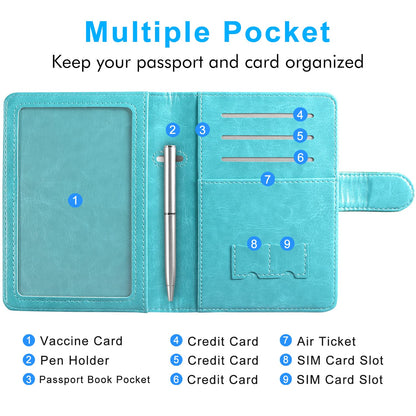 ACdream Unisex Faux Leather Passport and Vaccine Card Holder, RFID Blocking, Z-Flower, 20 x 3.5 x 2.5 in