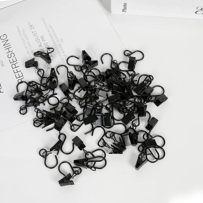 HOOSUN 46 Pack Curtain Hooks Clips,S Hooks for Hanging Outside String Lights,Metal Curtain Rod Hooks,Small Light Clips,Art Craft Display,Backdrop Clip,Stainless Steel S Curtain Hook Hanger for Drapes