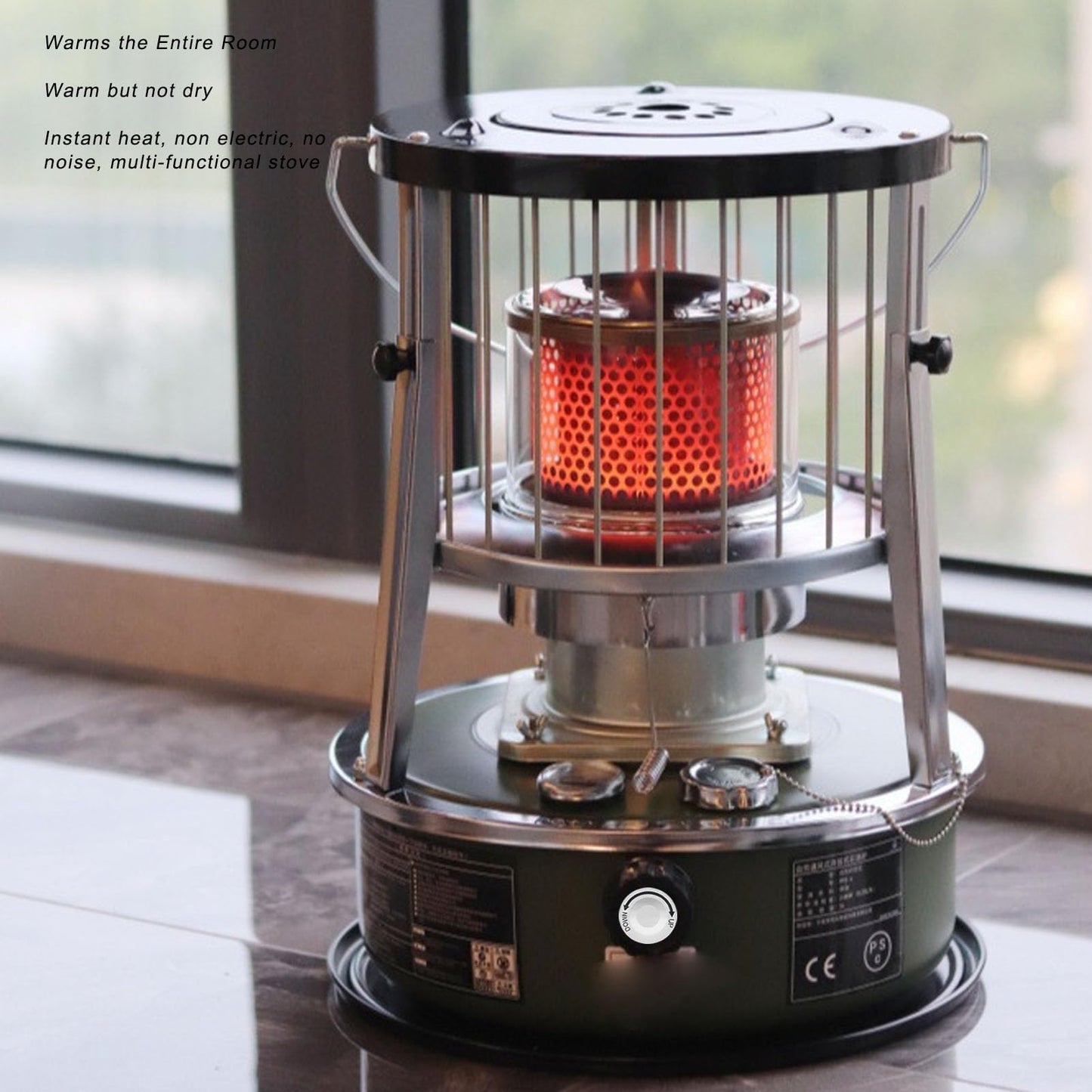 Luocute Portable Kerosene Heater, 5.2L Tank 20-25 Hours Heating with Adjustable Height Safety Net, for Camping Garage Home Emergency Indoor Outdoor Use