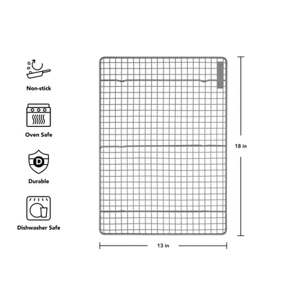 KitchenAid Nonstick Aluminized Steel Cooling Rack, Dishwasher Safe, Contour Silver, 13x18 Inch