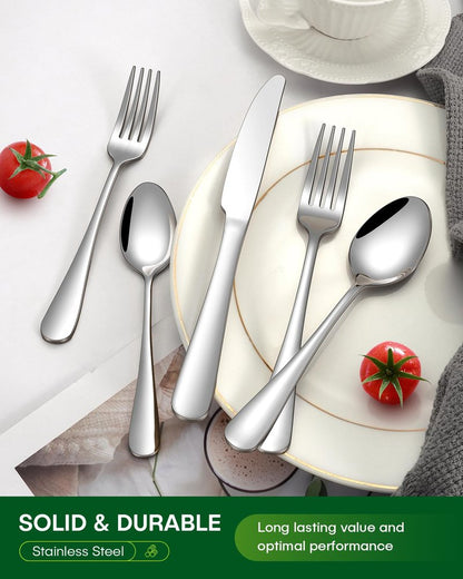 PHILIPALA 20 Piece Silverware Set, Stainless Steel Flatware Set for 4 Food Grade Novelty Flatware Cutlery Utensil Set Include Knife Fork Spoon Mirror Polished Dishwasher Safe