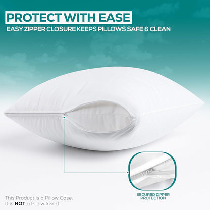 Utopia Bedding King Size Pillow Protectors - Set of 6 Zippered, Waterproof & Dust Mite Proof Covers | Ultra Soft White Encasements