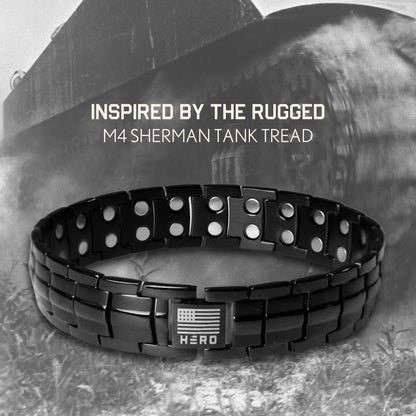 iHeartDogs Hero Company Titanium Magnetic Bracelet - Sherman Tank Track Magnetic Therapy Bracelet with Link Removal Tool