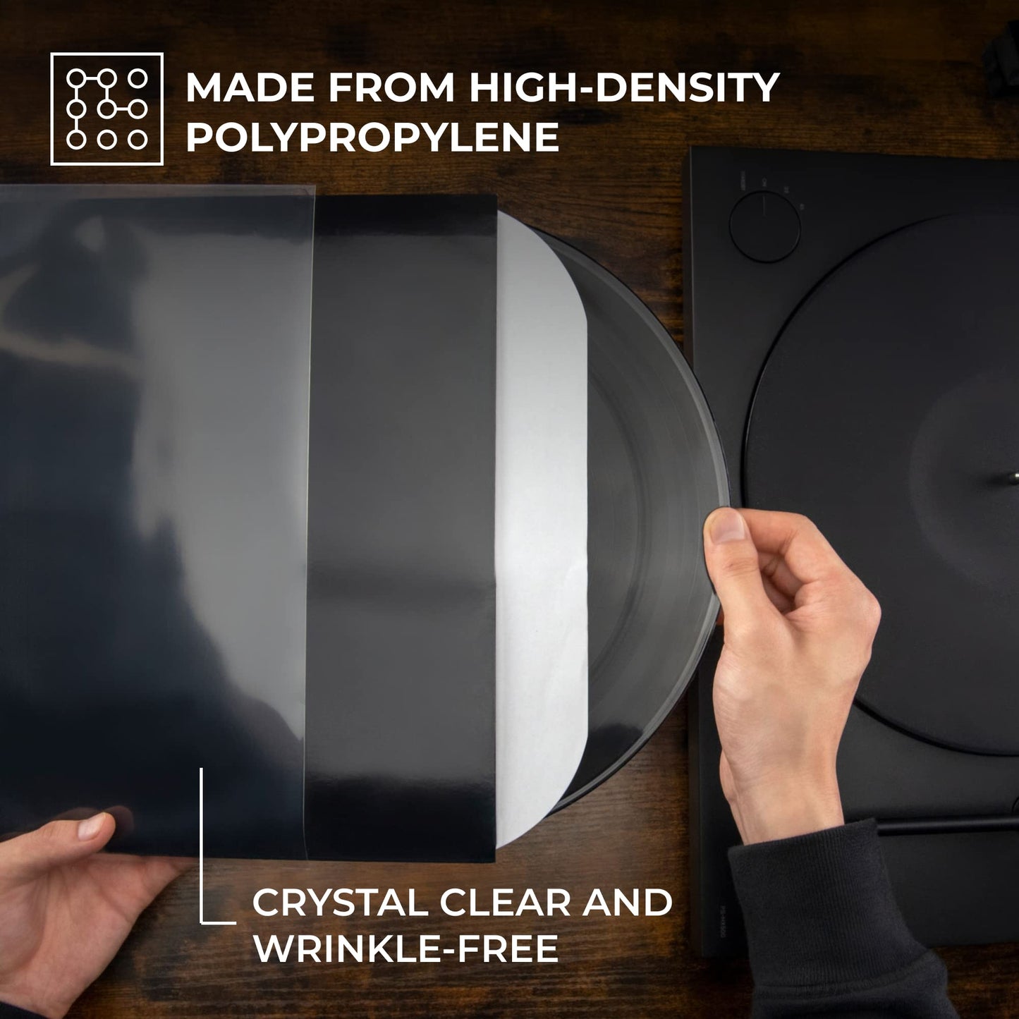 Big Fudge Vinyl Record Sleeves 50 x 12 LP - Durable & Wrinkle-Free Vinyl Outer Sleeves - Crystal Clear High-Density Polypropylene - 3 mil Thick, 12.75” x 12.75” - Fits Most Gatefolds Double LPs