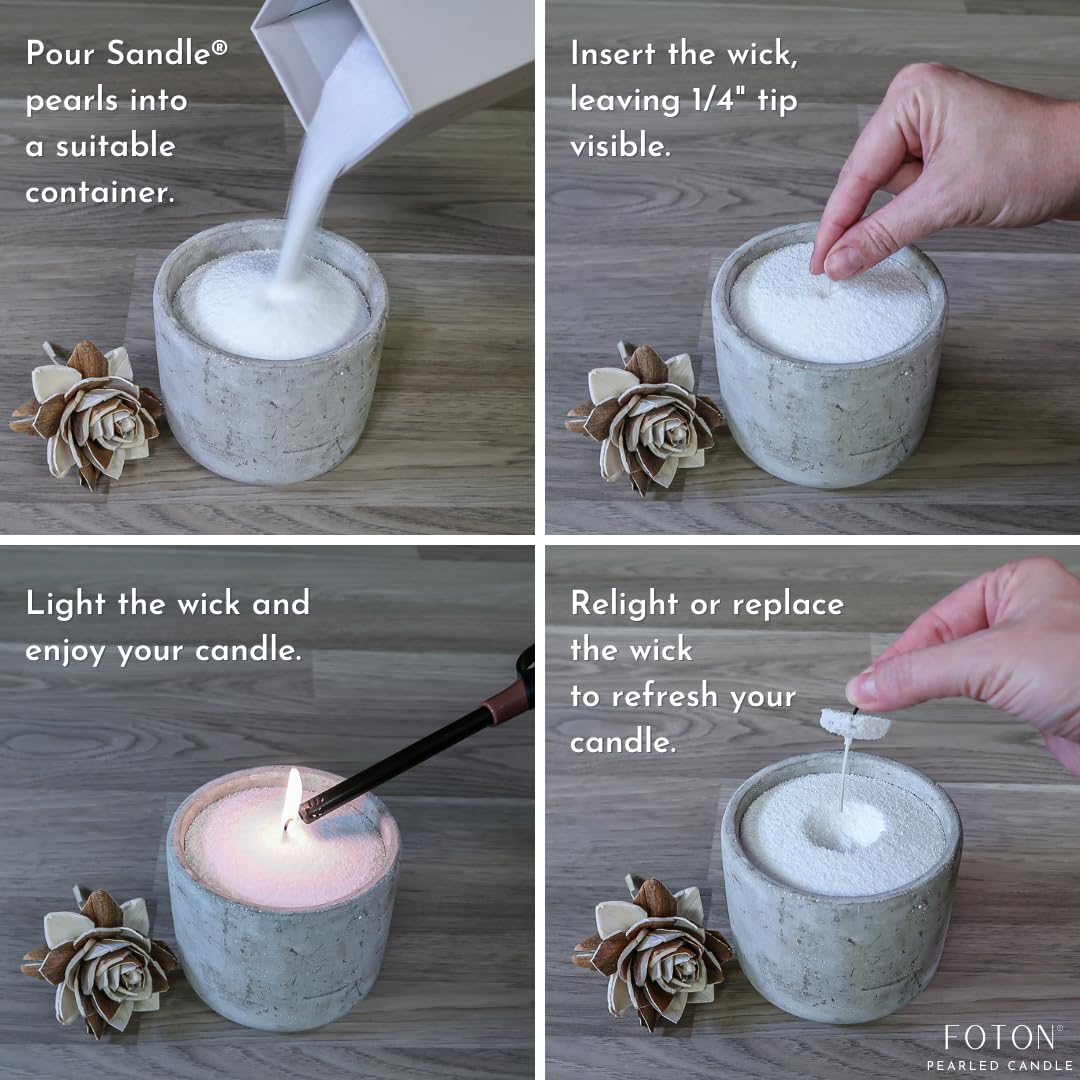 Sandle by Foton Pearled Candle – Multi-Pack (2 x 10oz) – Clean Laundry Scent, Non-Toxic, Luxury & Long-Lasting – up to 120 Hours – with 15 Wicks Each Pack