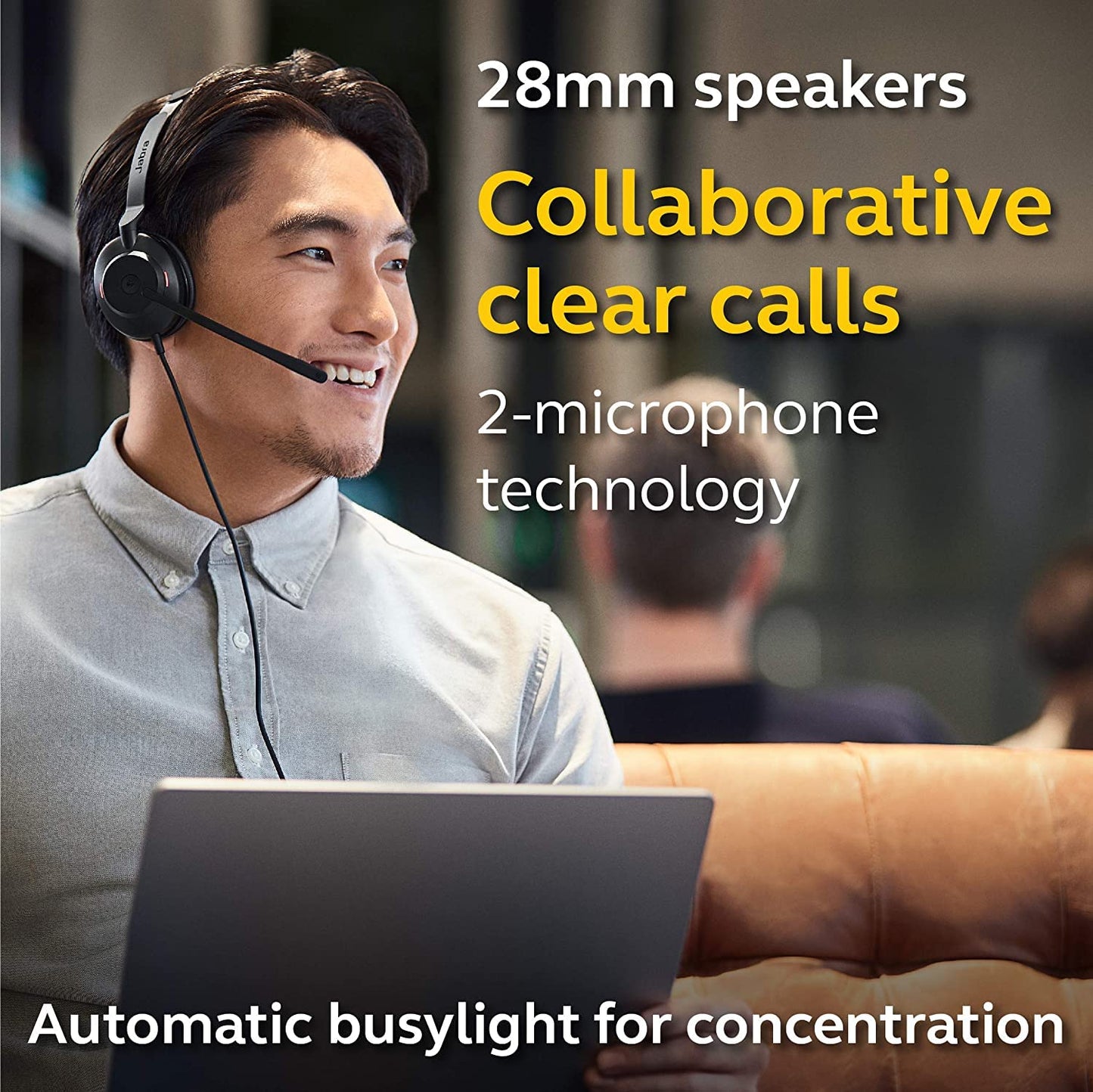 Jabra Evolve2 30 MS Wired Headset, USB-C, Stereo, Black – Lightweight, Portable Telephone Headset with 2 Built-in Microphones – Work Headset with Superior Audio and Reliable Comfort